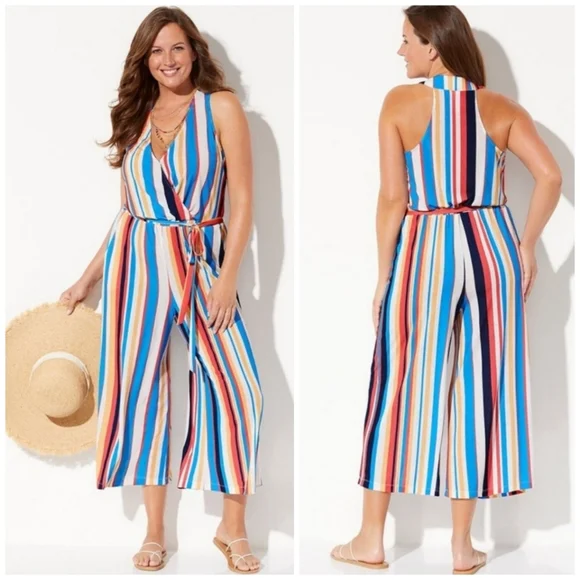 Relisting Soon*** Striped Ava Racerback Jumpsuit by S4A - Plus Size 22 - Picture 1 of 2